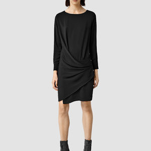 AllSaints 6 Long Sleeve Ame Dress Black
